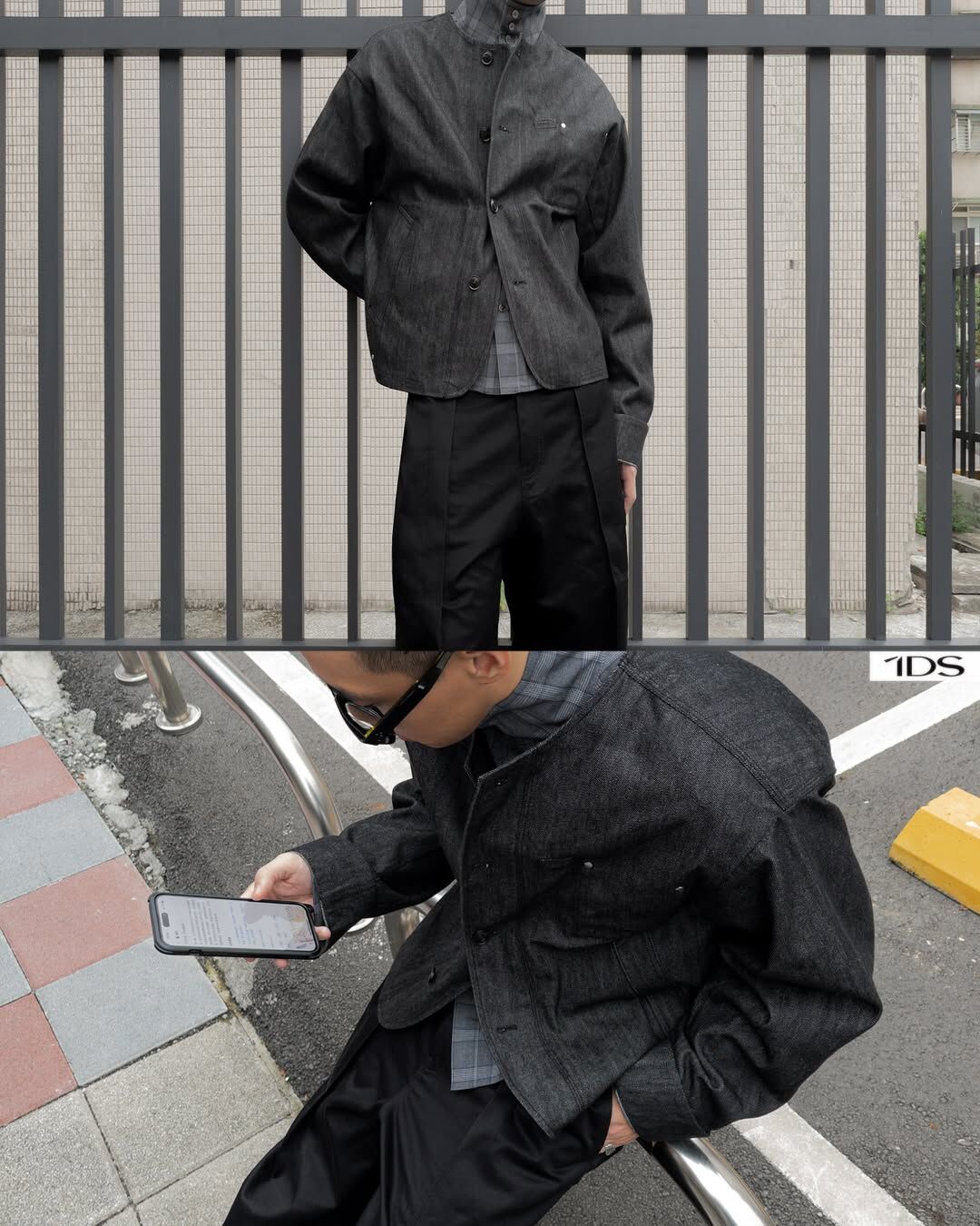 1dyLL｜1ds Flatneck Denim Jacket (Black)