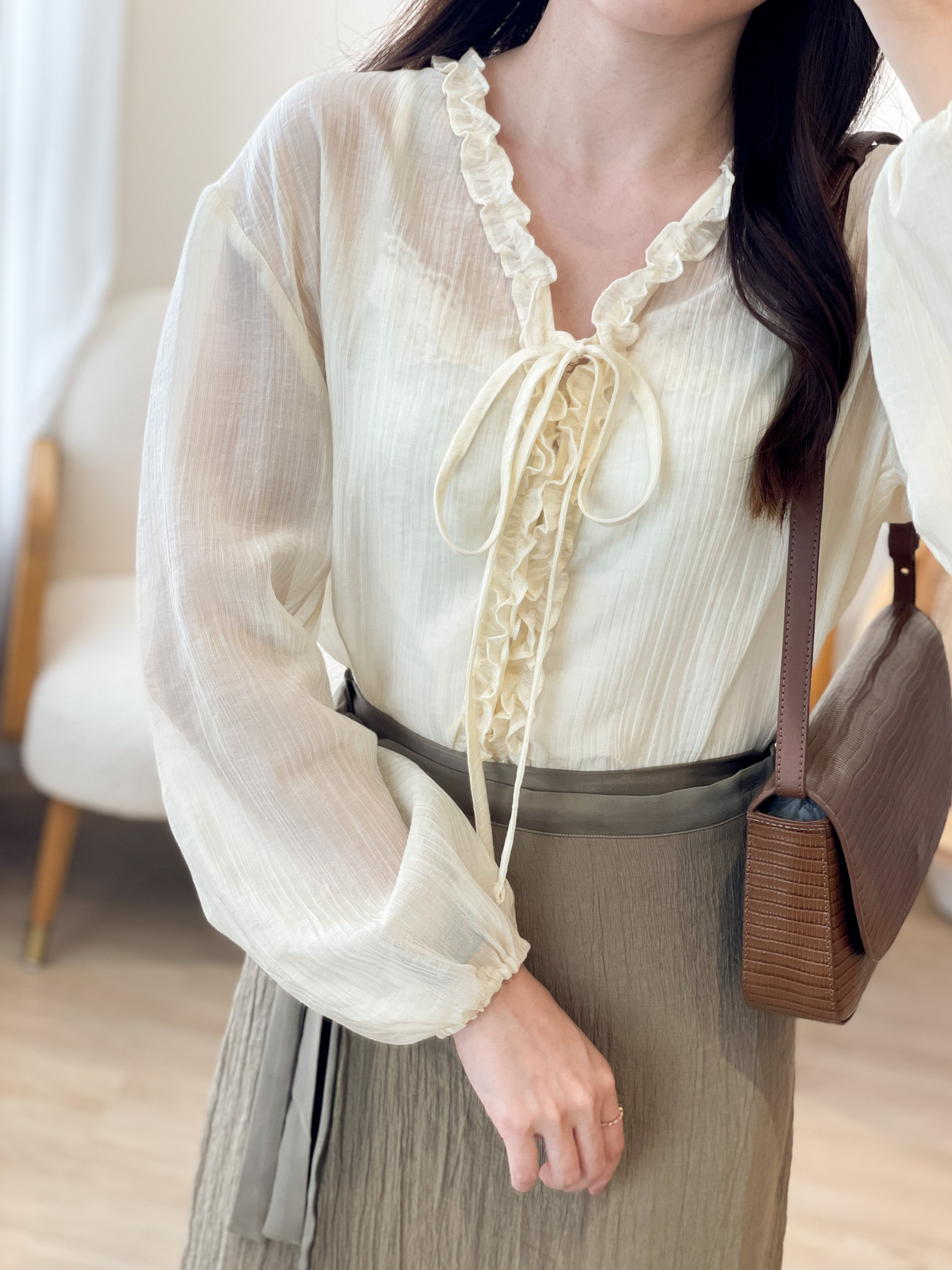 JK247 Moonbow Ruffles Sheered Jacket