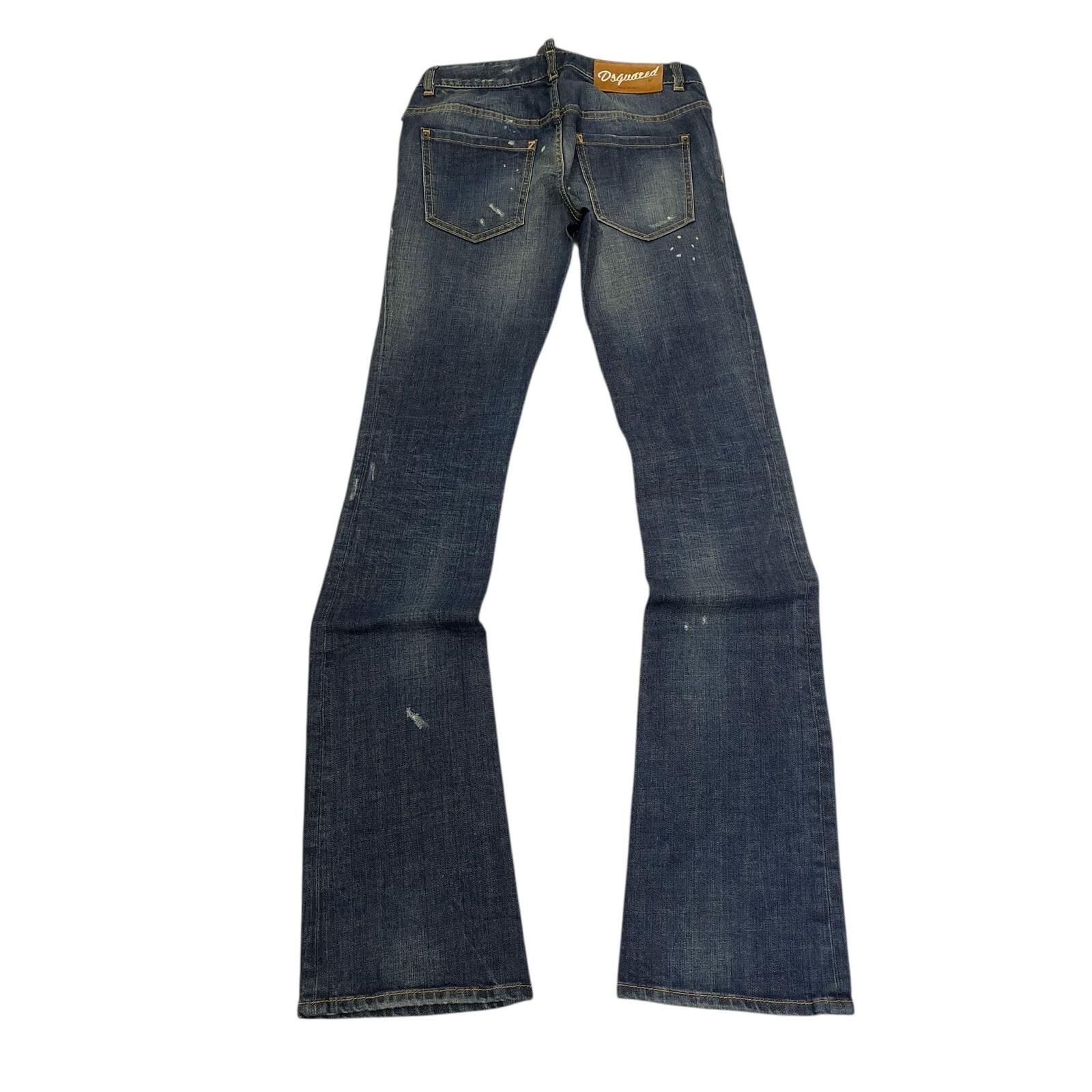 限時清倉價!!!全新DSQUARED做舊洗水深藍色牛仔褲啡色綁帶繩 40碼 S73KA0206 S30144  #BRAND NEW #香榭站正品