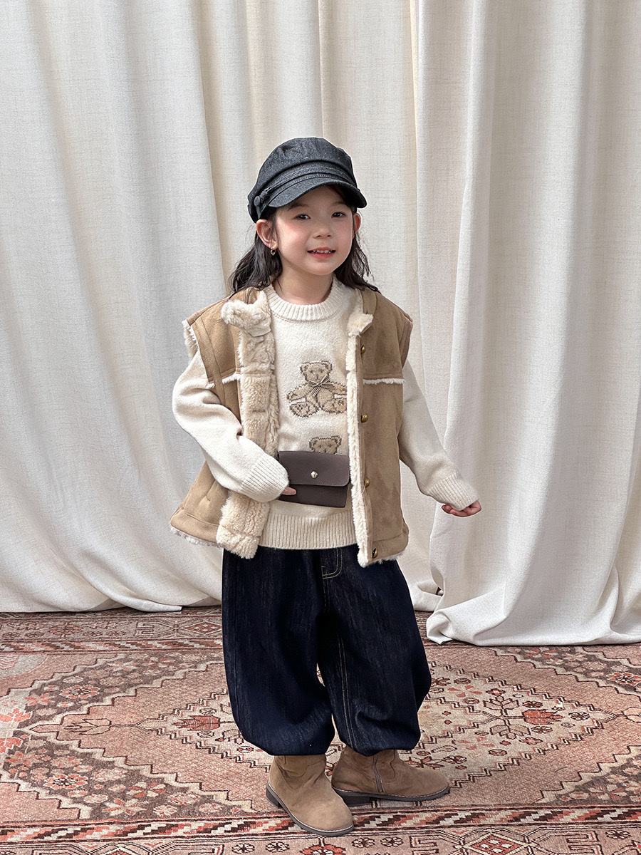 高質感時髦麂皮加絨背心