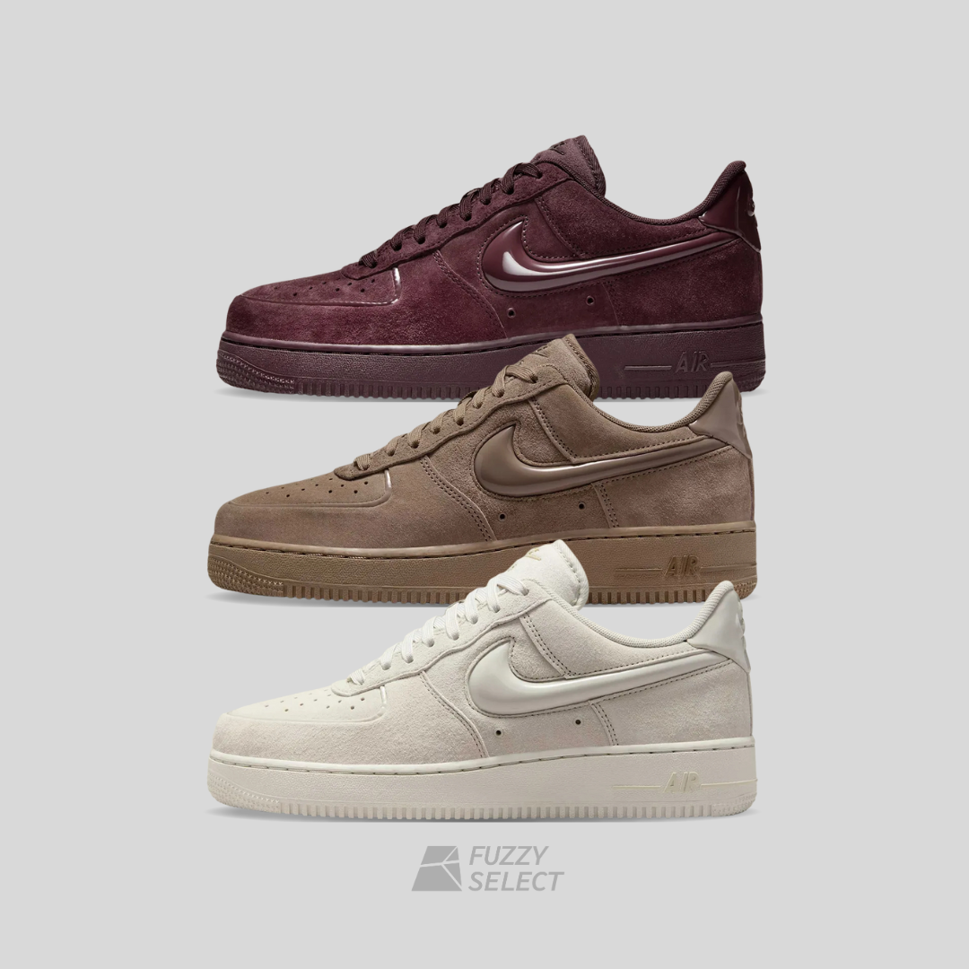 【逢甲 FUZZY】<國外限定> W Nike Air Force 1 絲絨 麂皮 立體勾勾 米白HV4406-001 酒紅HV4406-600 咖啡色HV4406-200