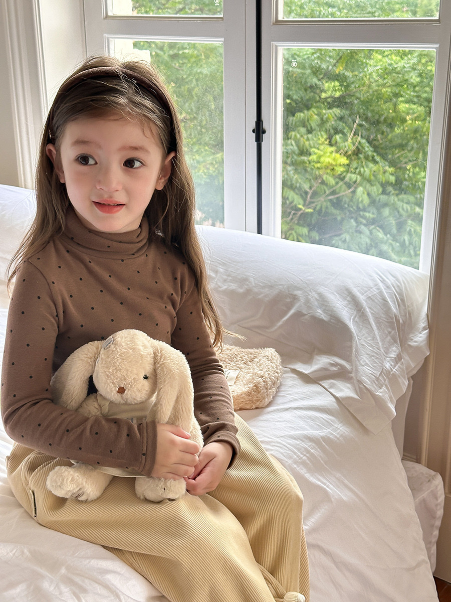 保暖高領波點羊絨上衣