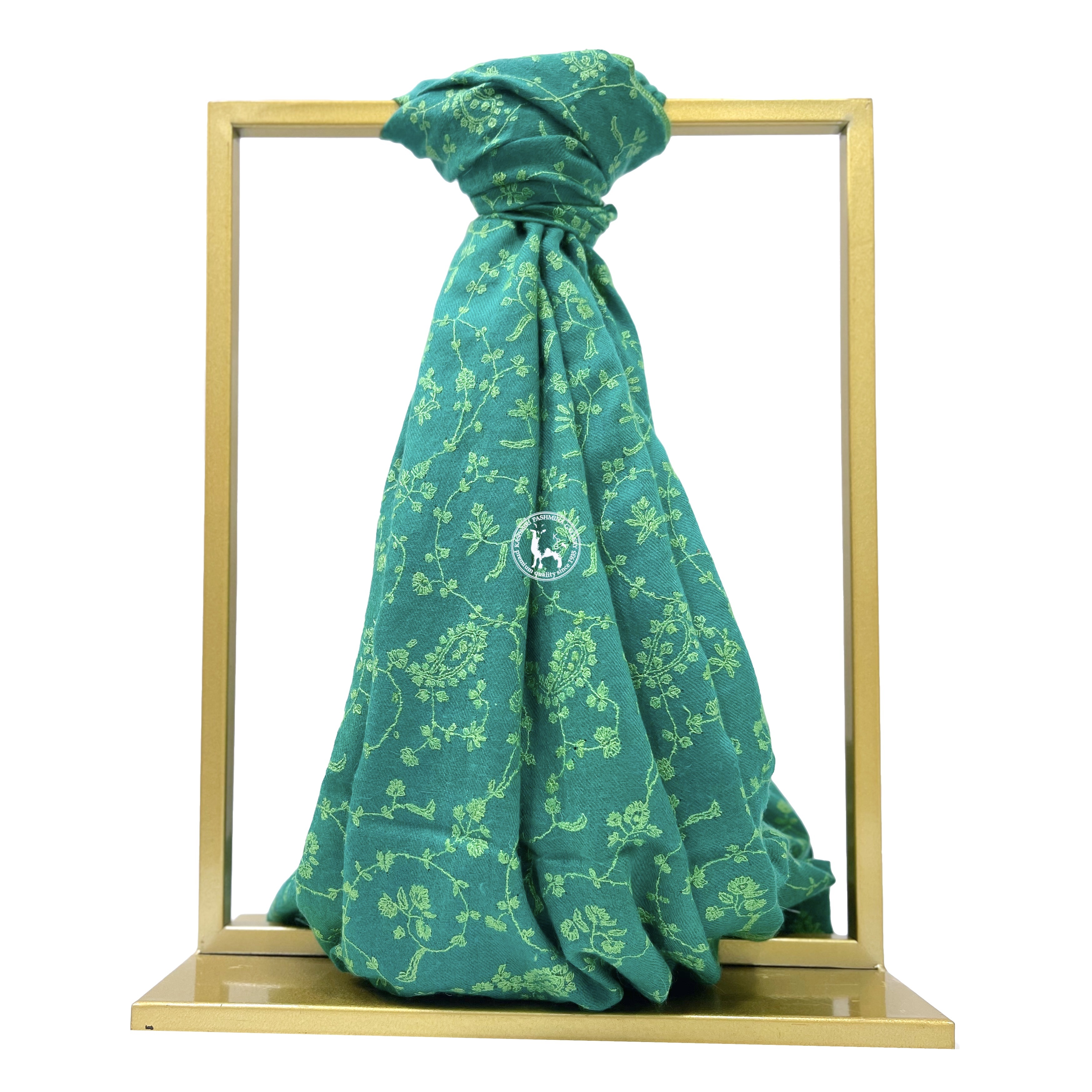 綠色刺繡頸部圍巾披肩