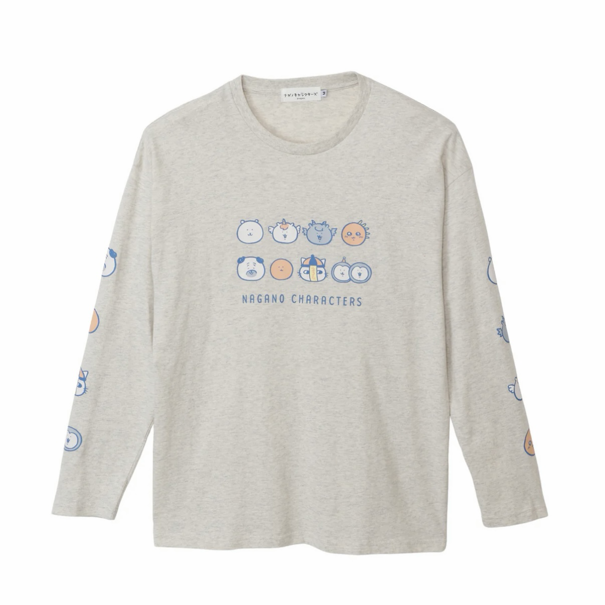 預訂｜Nagano Characters 長袖T恤 角色排列 燕麥色