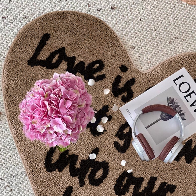 《6362》英文滿版愛心植絨地毯地墊