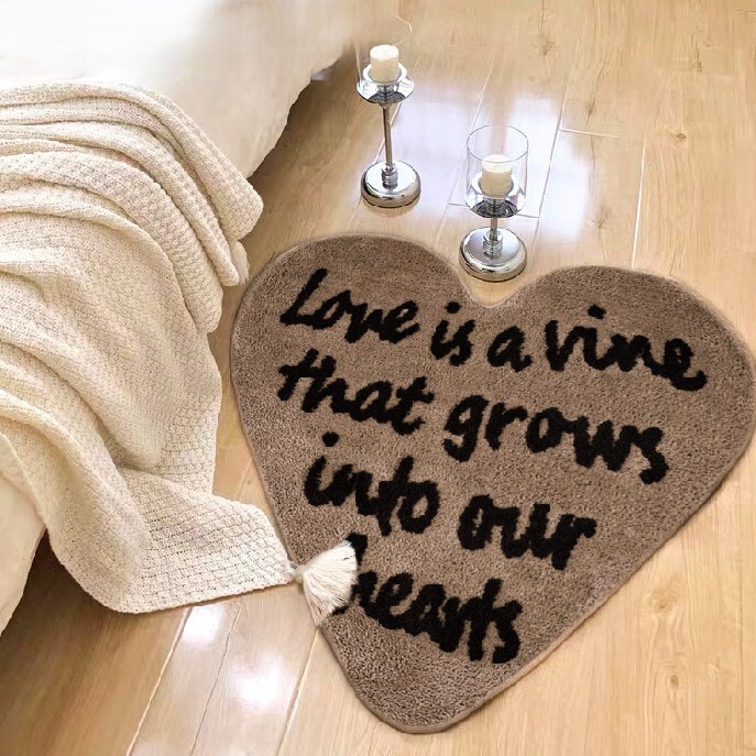 《6362》英文滿版愛心植絨地毯地墊