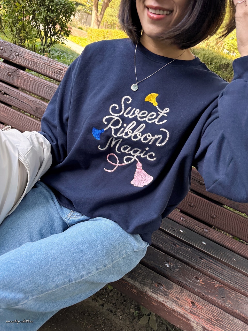 正韓SWEET流蘇刺繡字母T (藍)