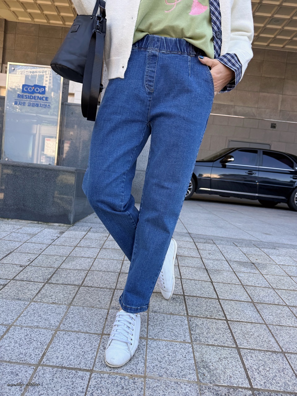 正韓命運彈性鬆緊牛仔休閒褲