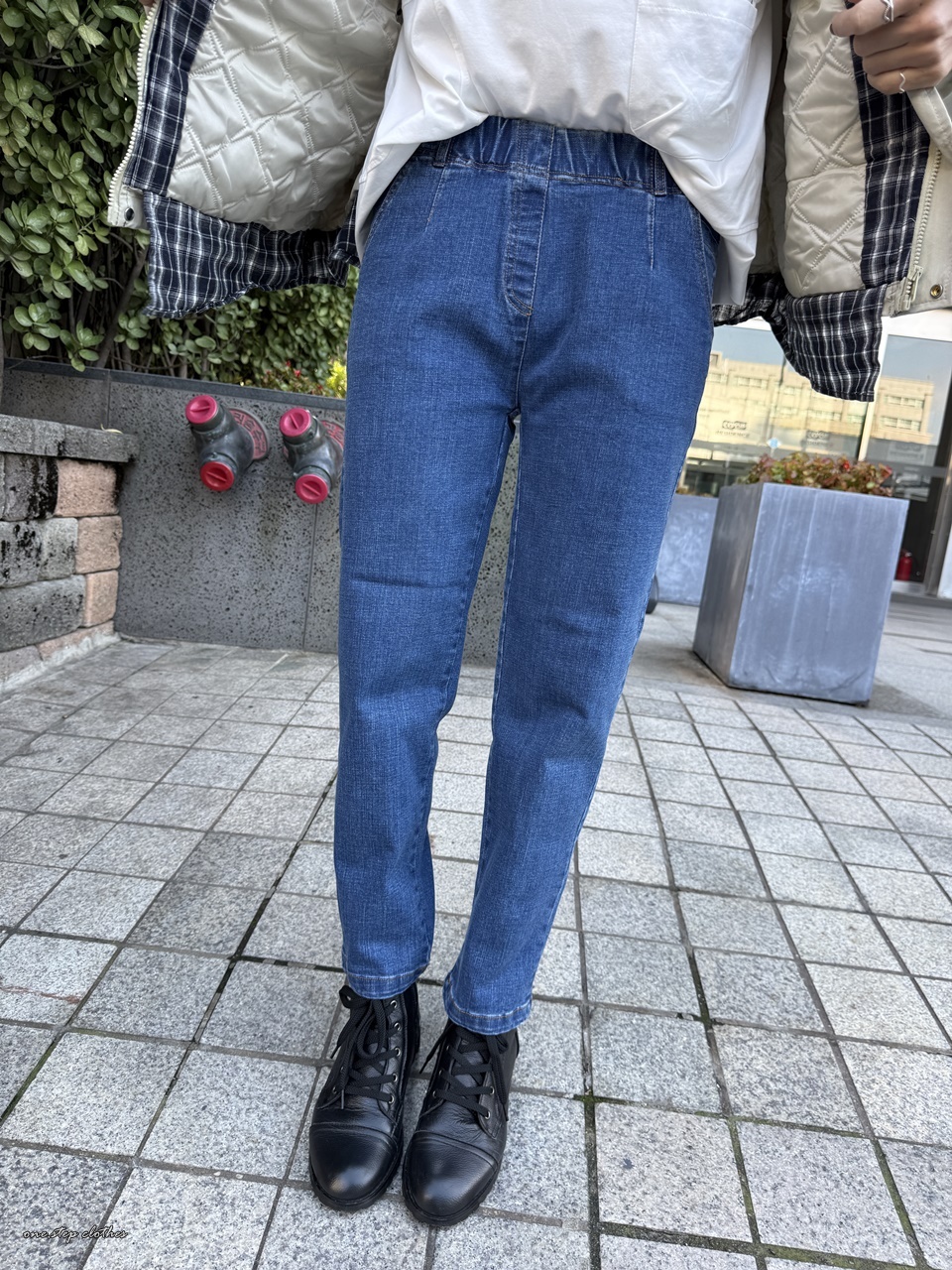 正韓命運彈性鬆緊牛仔休閒褲