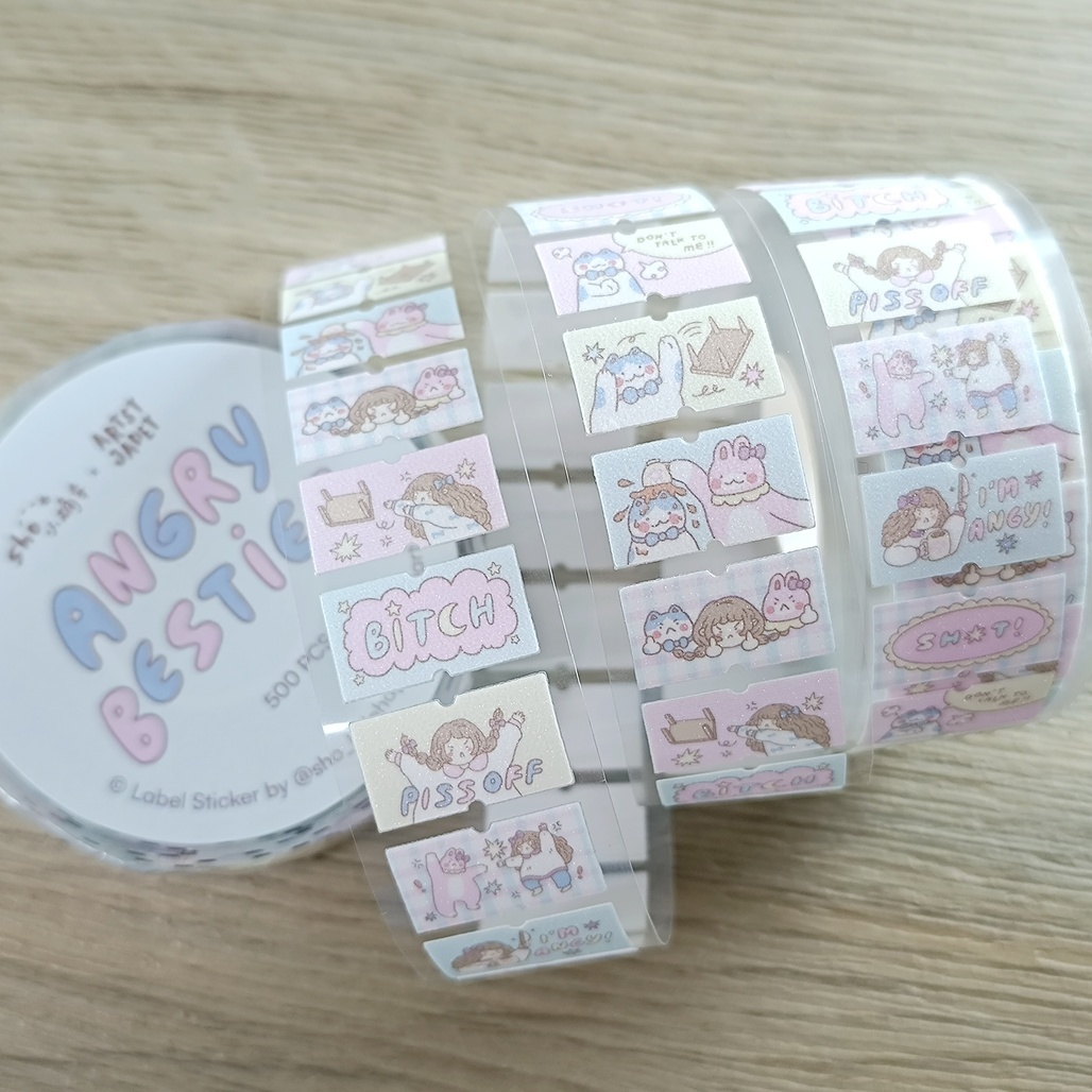 sho 小确幸．Angry Besties 標籤機貼紙膠帶捲 <整捲/分裝>