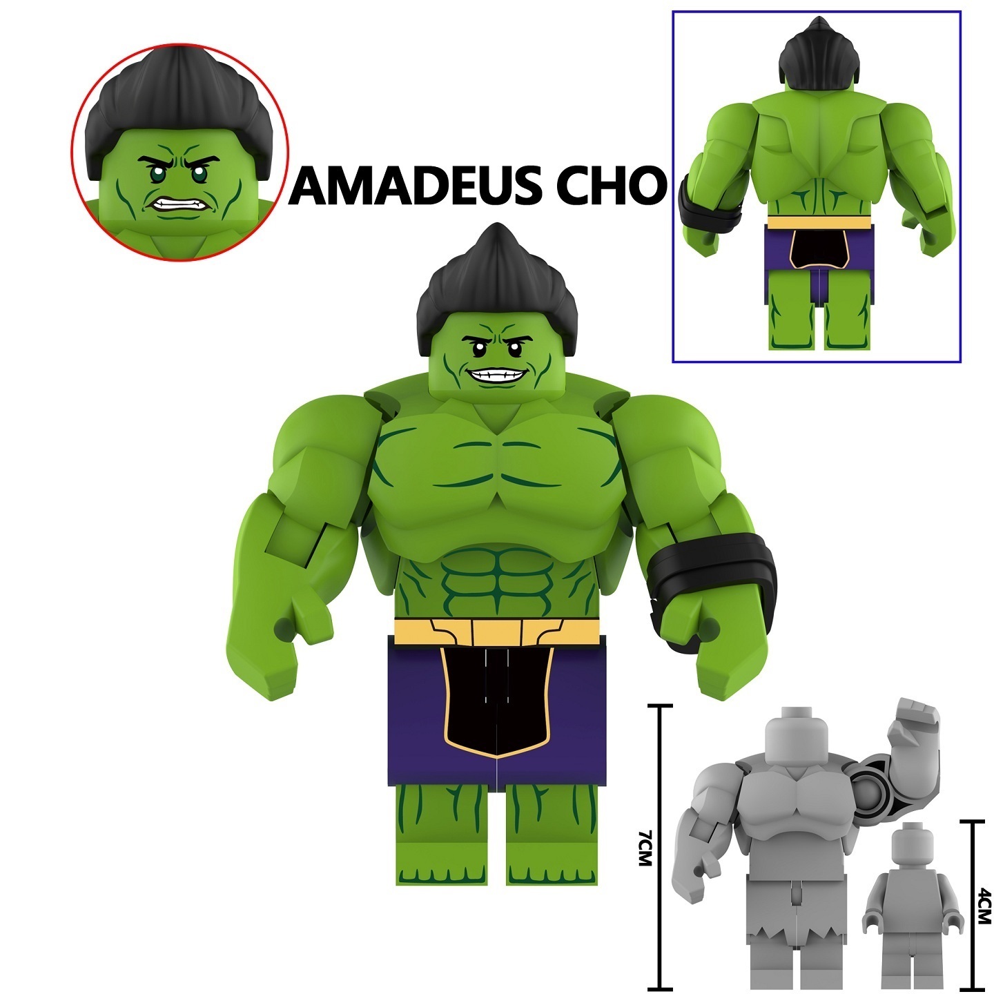 Hulk Amadeus Cho Custom Minifigures Fit Lego (7CM) AF348