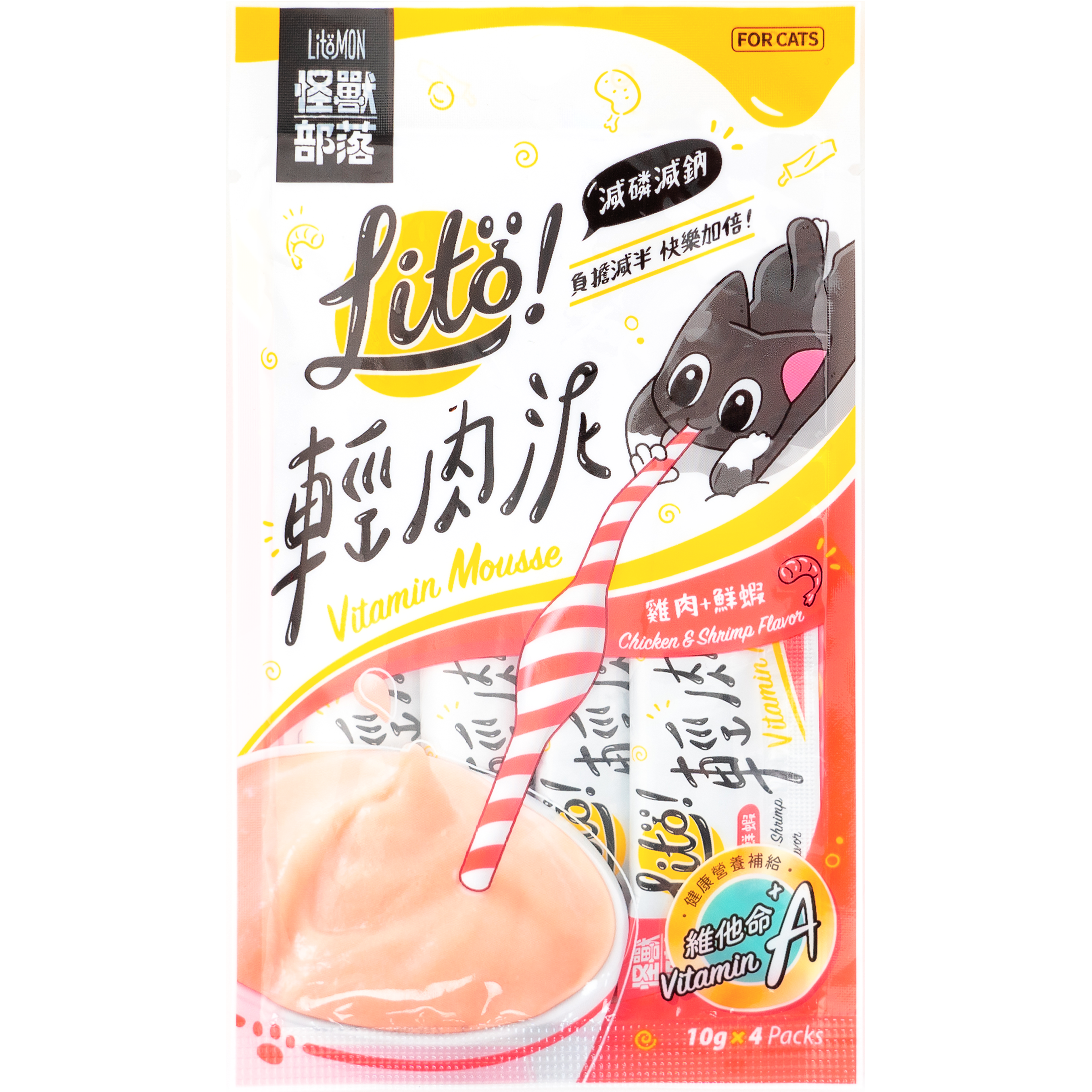 怪獸部落 – Litö! 輕肉泥 雞肉+鮮蝦 維他命A添加 (紅) 10gx4條