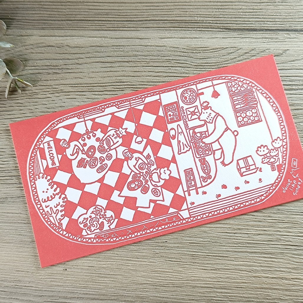 星期日拯救計畫．森林奇運隊 活版明信片 紅/綠/藍