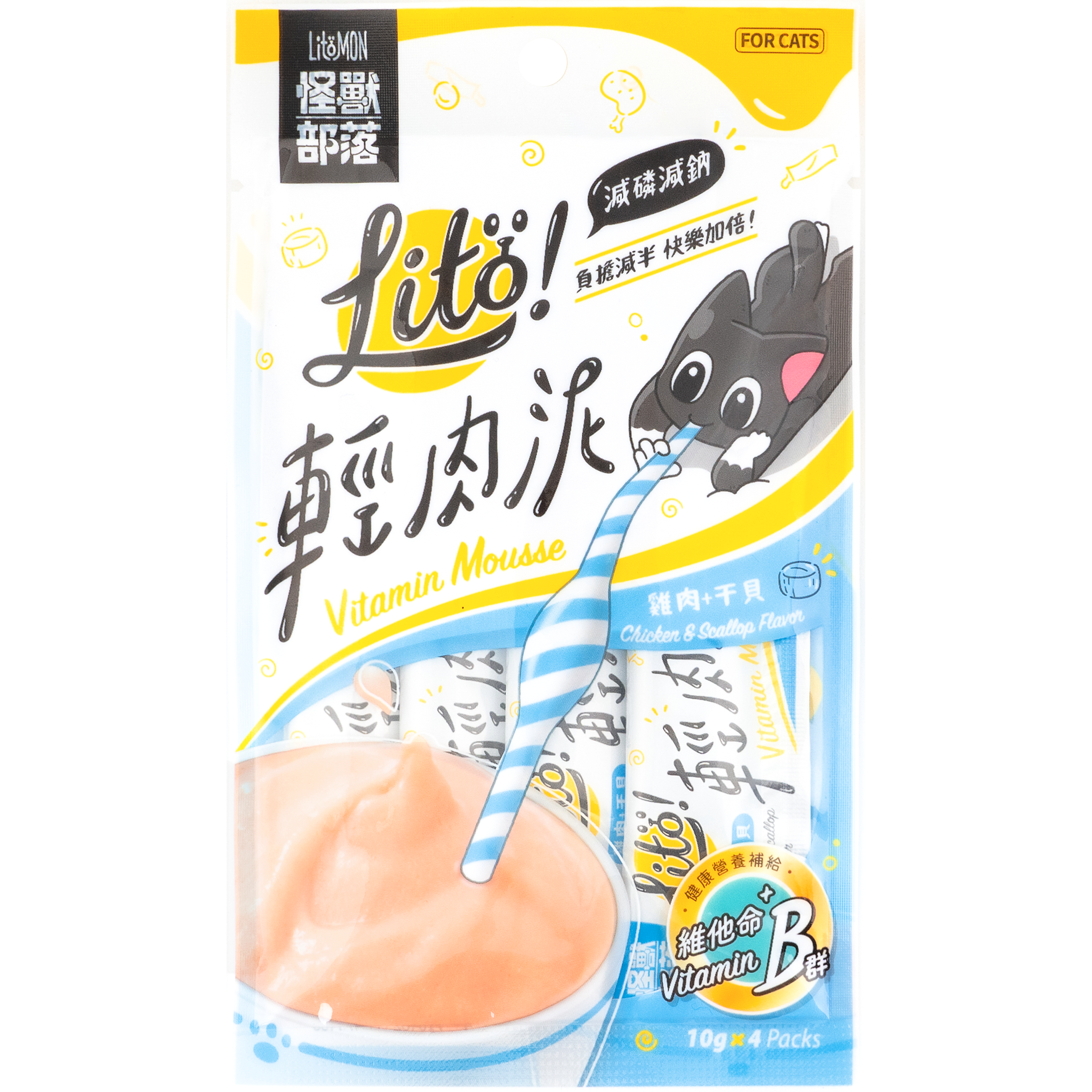 怪獸部落 – Litö! 輕肉泥 雞肉+干貝 維他命B群添加 (藍) 10gx4條