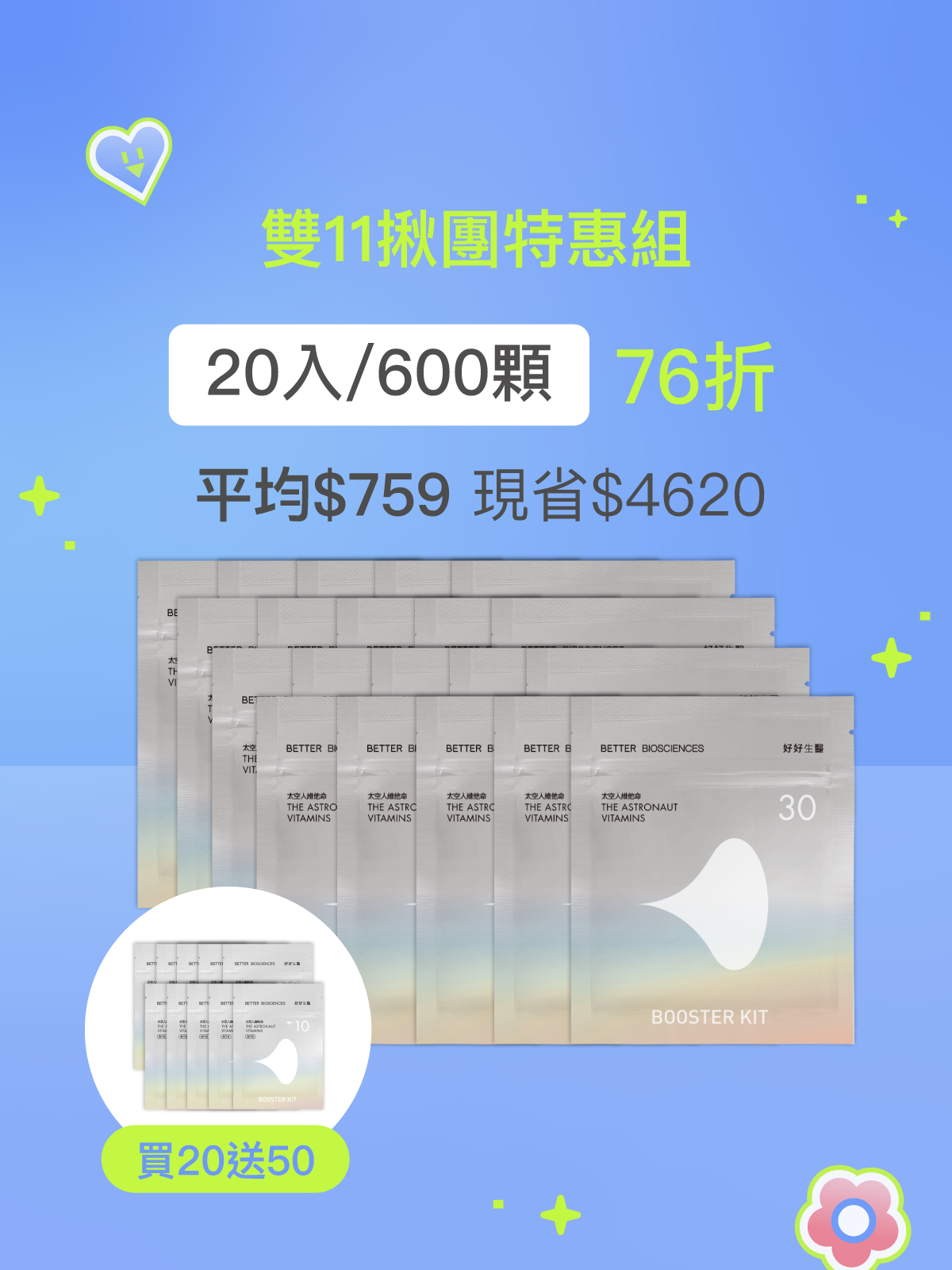 【週年慶限定】太空人維他命補充包＿20入組（共600顆）