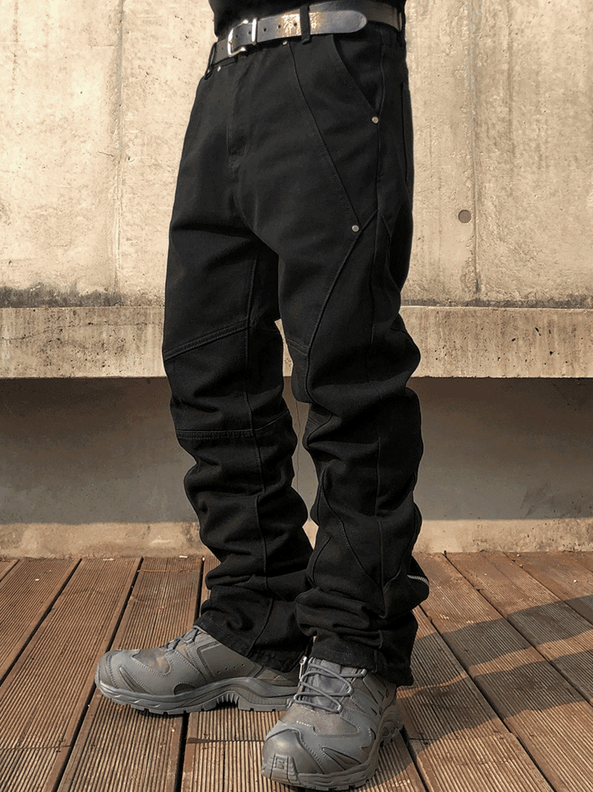 高級立體剪裁拉鍊牛仔褲