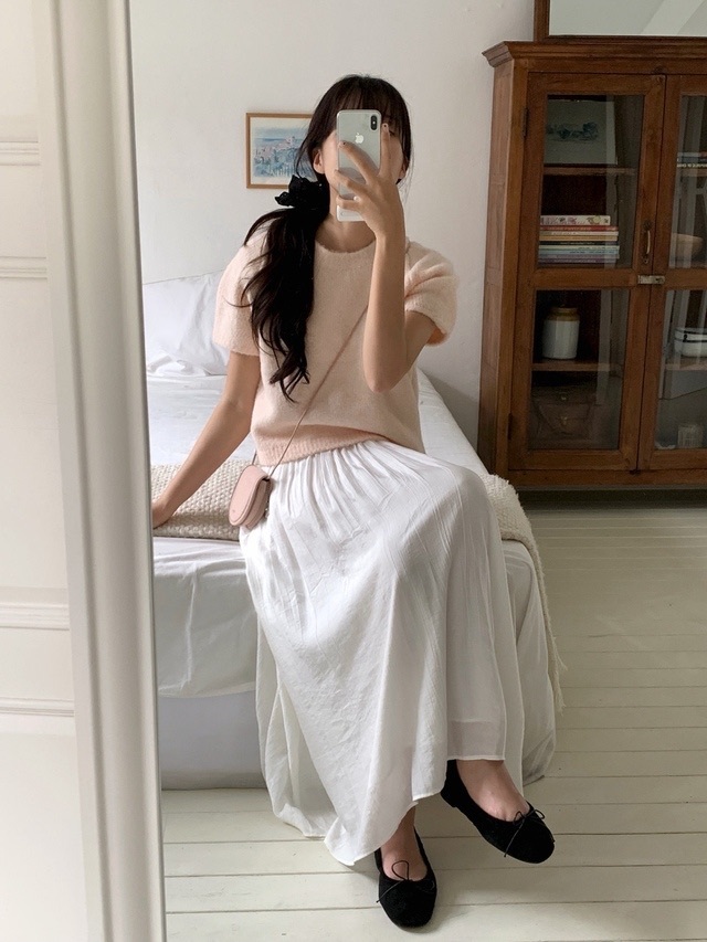 Soufflé wool short sleeved knit