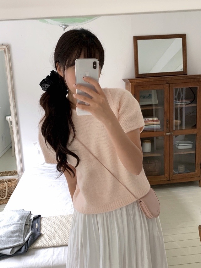 Soufflé wool short sleeved knit