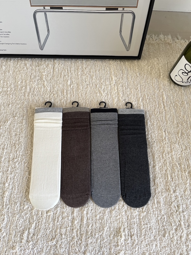 拼接撞色堆堆襪