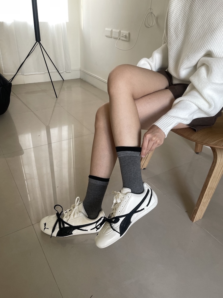 拼接撞色堆堆襪