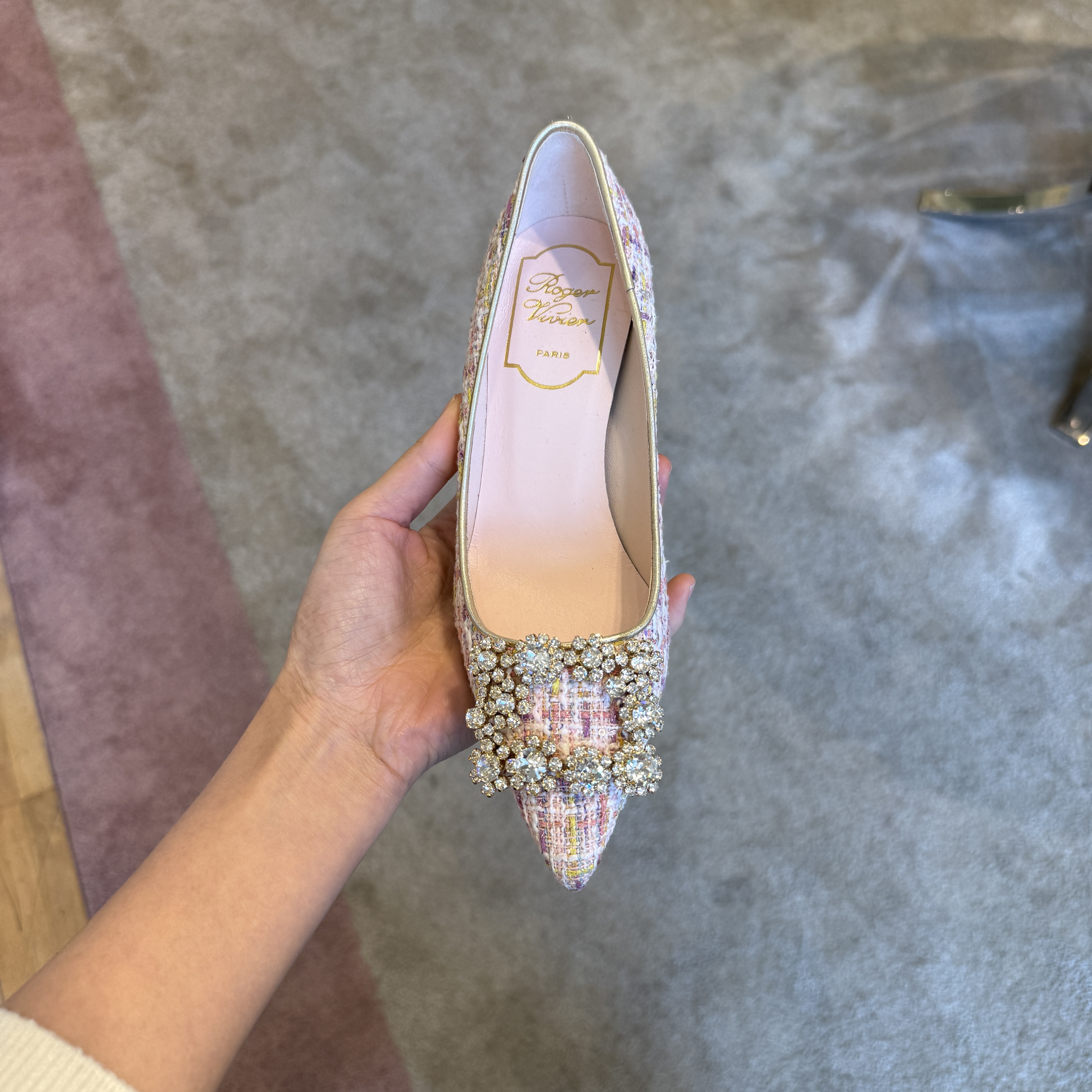 Roger Vivier RV flower strass Efflorescence heels 65mm tweed