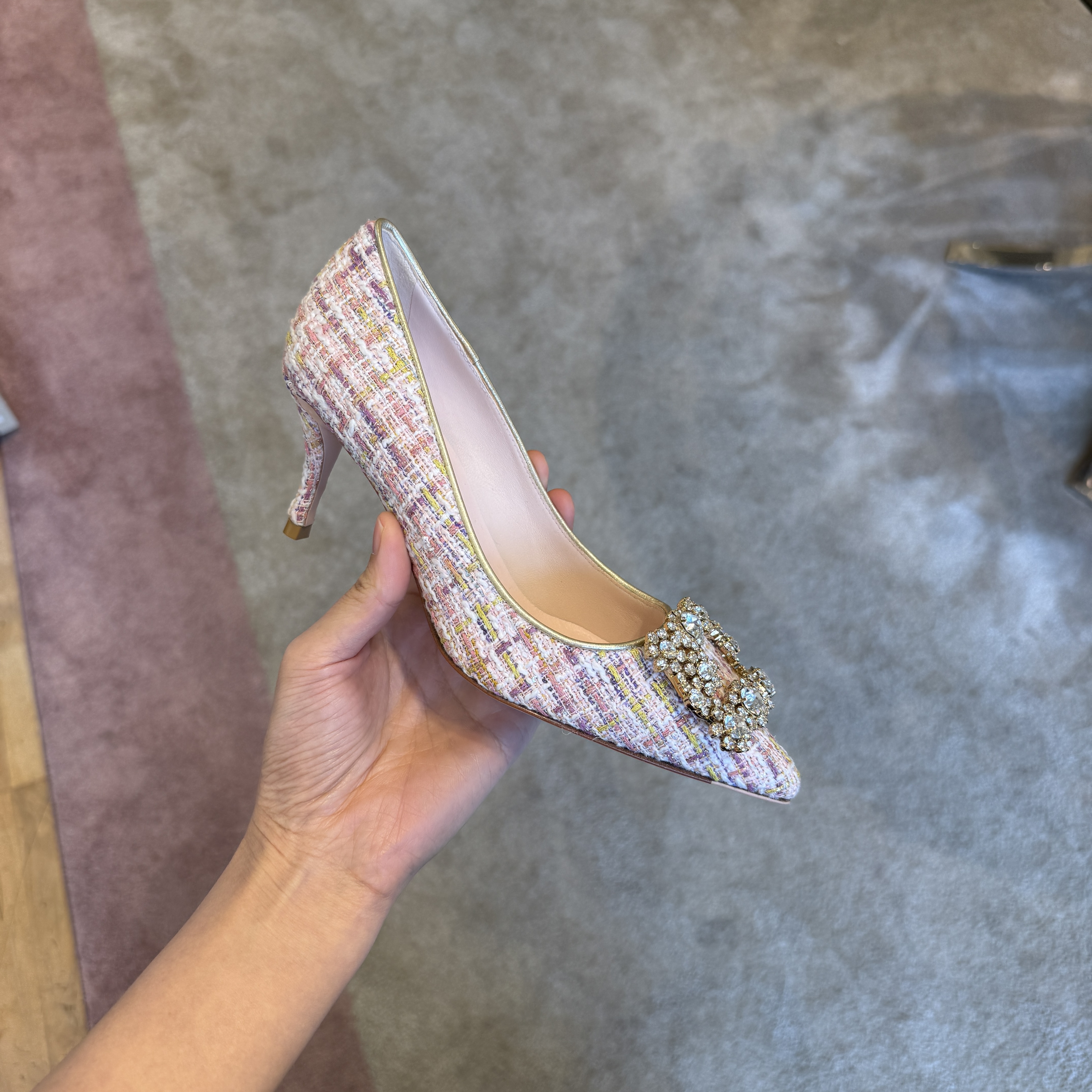 Roger Vivier RV flower strass Efflorescence heels 65mm tweed