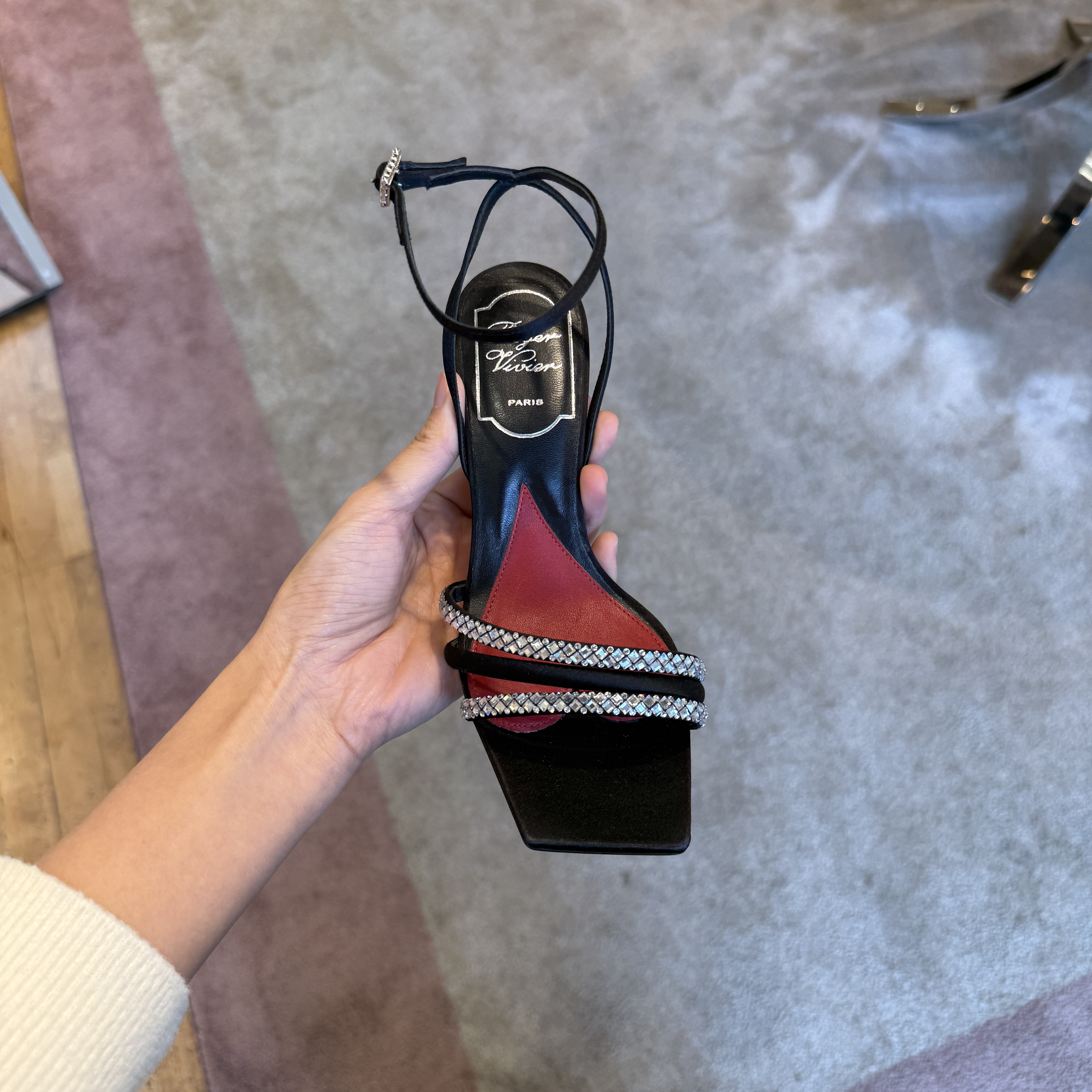 Roger Vivier RV Cube Strass Heels sandals black