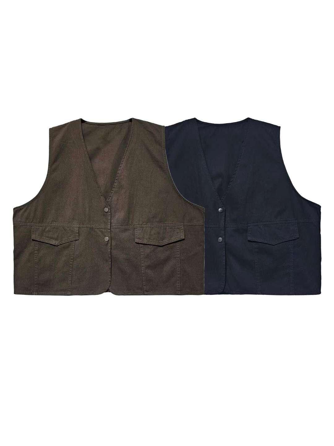 淨色開胸背心褸 F&c-108V