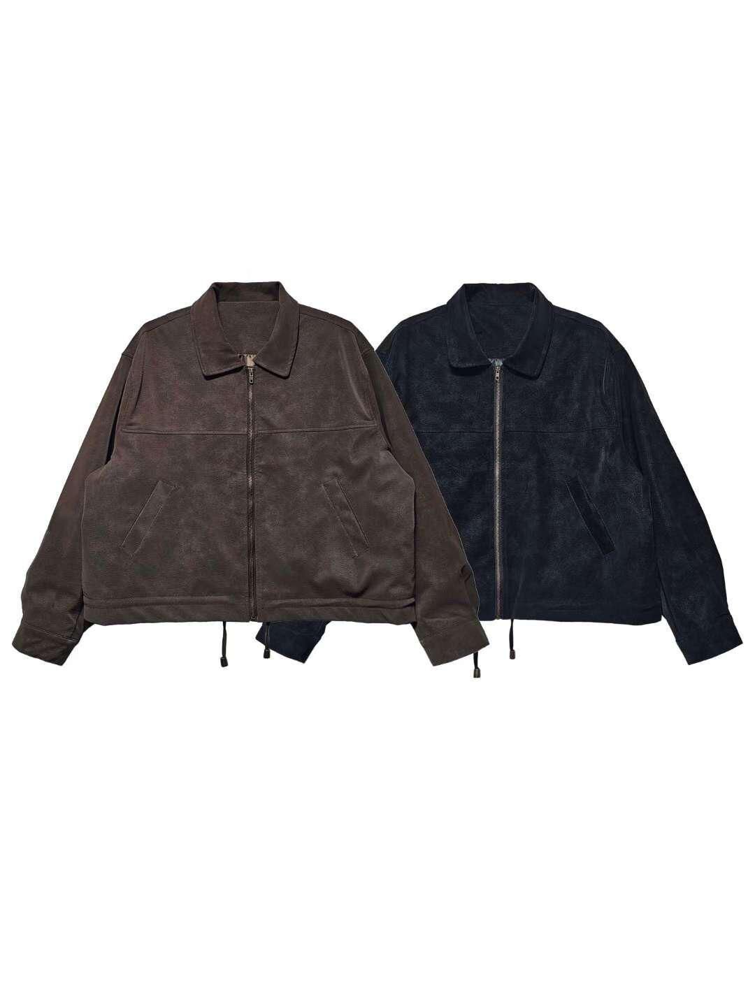 反領拉鍊合成皮褸 F&c-109JK