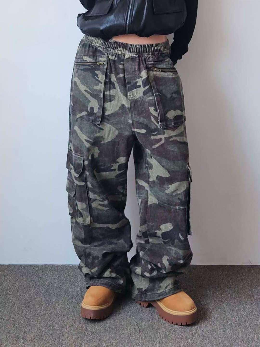 迷彩可束腳工裝鬆身褲 F&c-111P