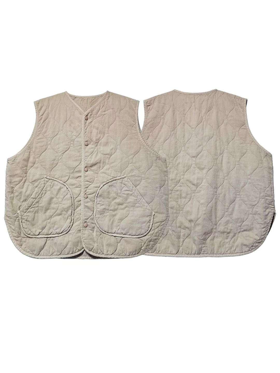 暗格紋開胸背心褸(薄夾棉) F&c-114V