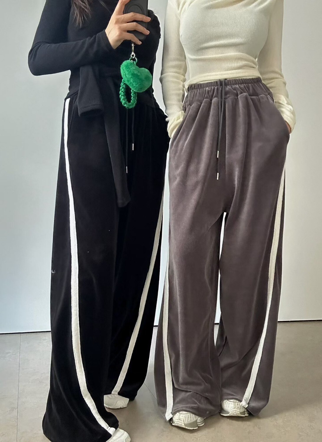 白線斜車絨布運動褲