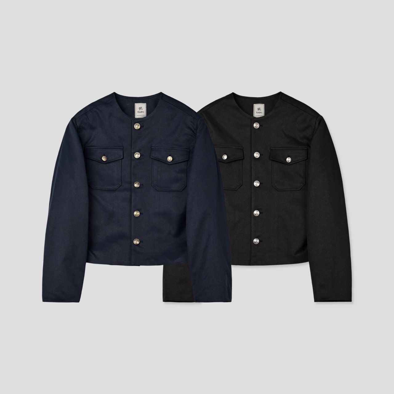 淨色圓領開胸外套 1990S-020JK