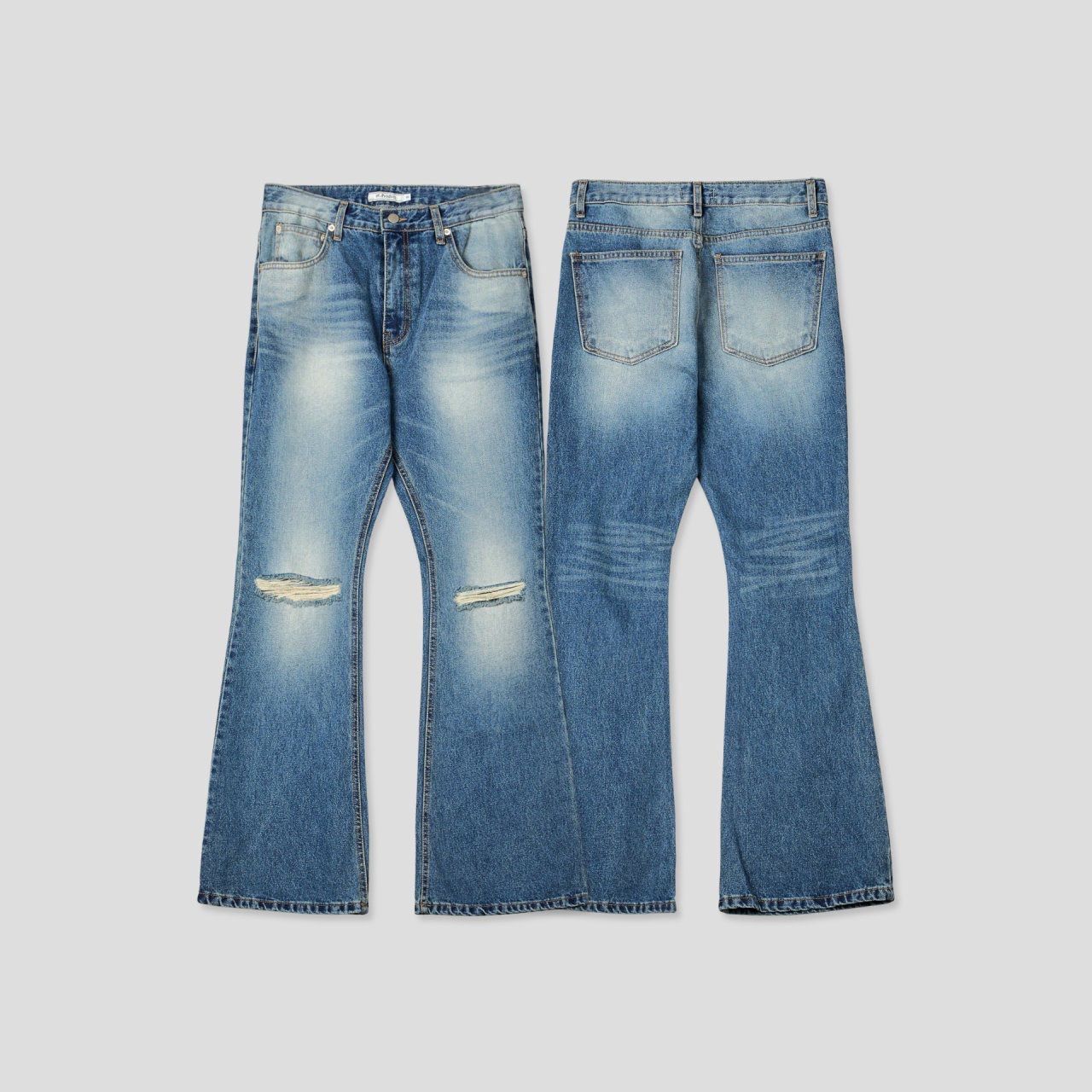 洗水淨色牛仔喇叭褲 1990S-022P