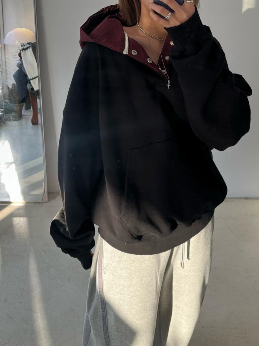 拼色半開胸連帽衛衣 12GAUGE-046T