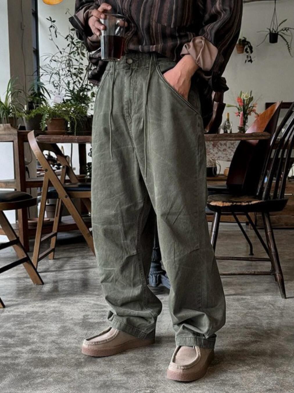 洗水淨色工裝鬆身褲 12GAUGE-051P