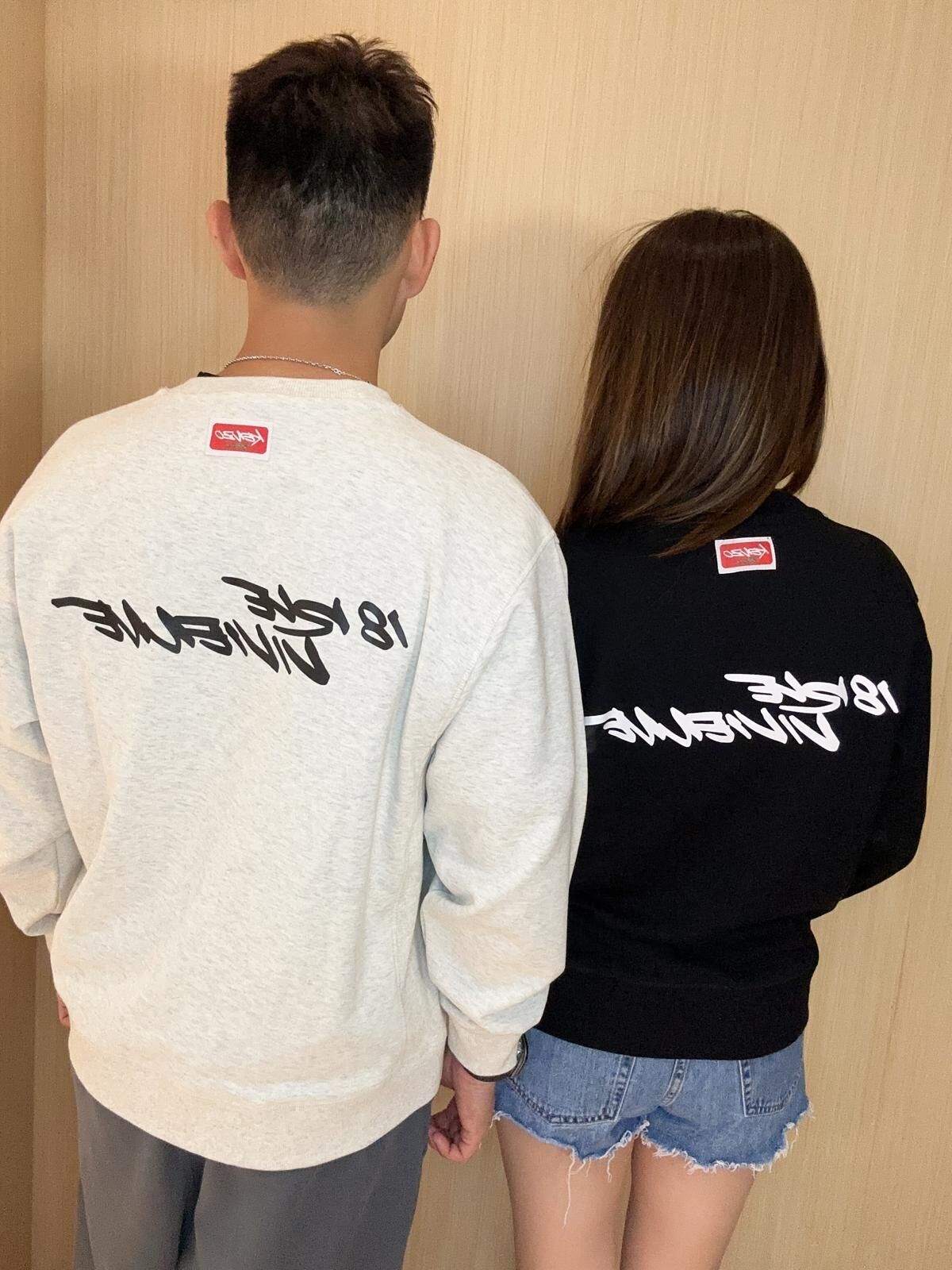 KENZO 灰色 塗鴉海棠花 圓領衛衣