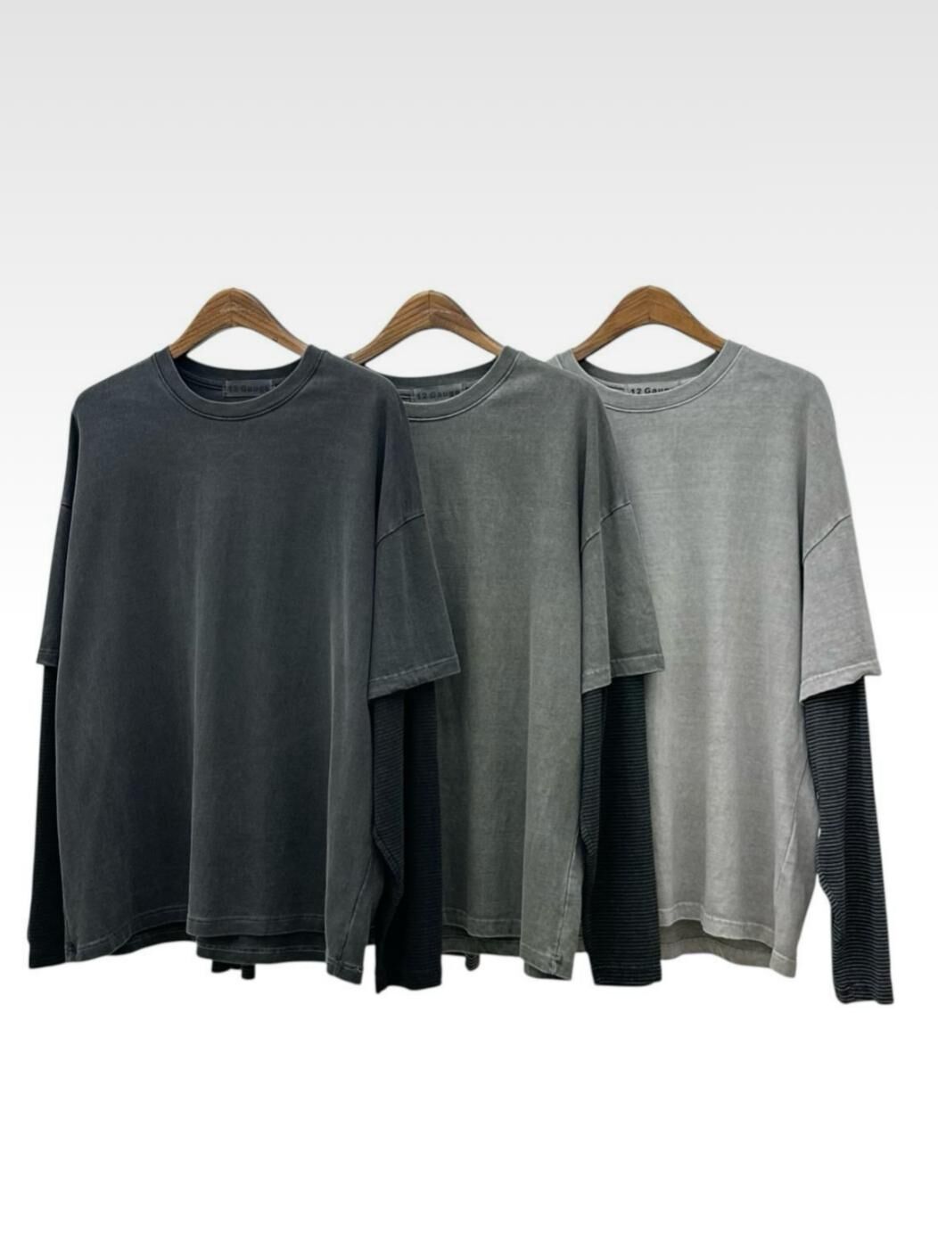 洗水假兩件長袖衫 12GAUGE-053T