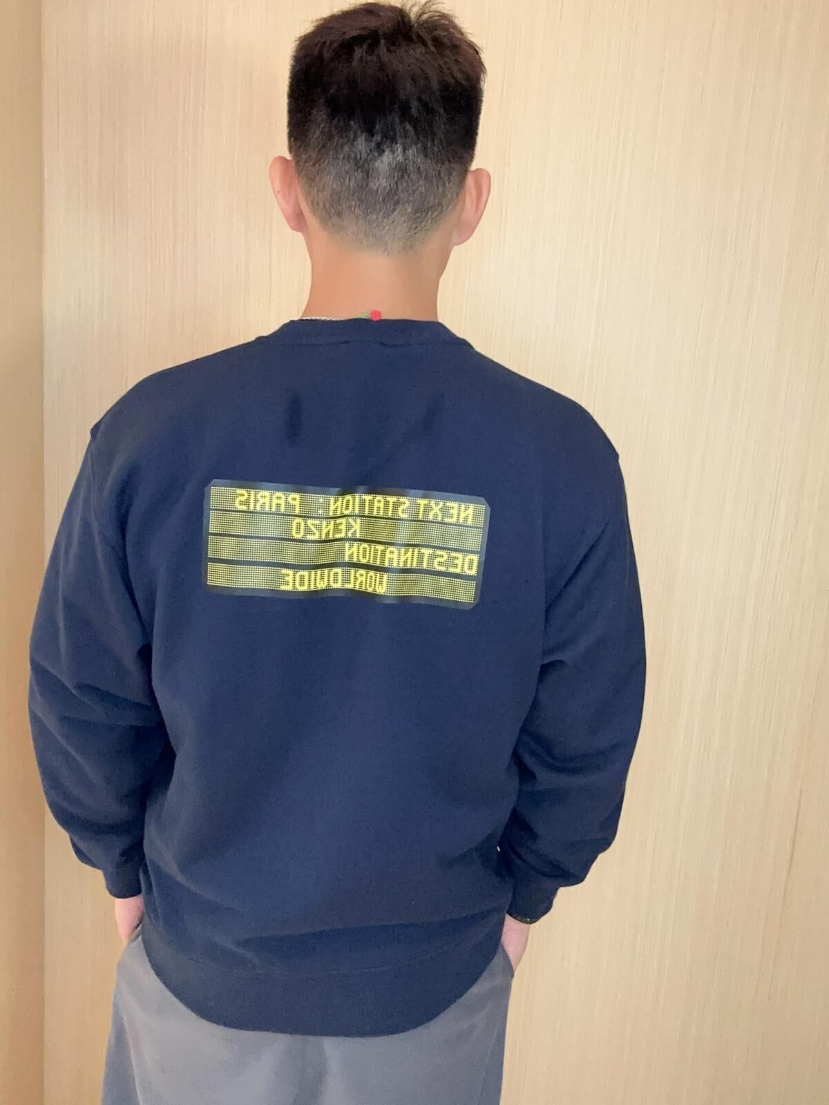 Kenzo 深藍色色 併 黃點Logo 圓領衛衣 男女同款