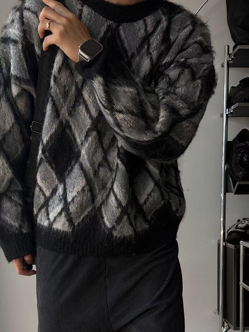 菱格圓領針織衫 tap-087T