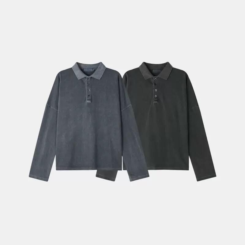 仿污Polo長袖衫 tap-088T