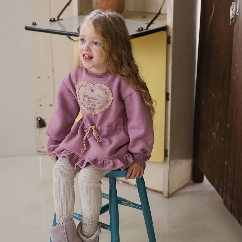 【現貨】110 FLO 粉愛心蕾絲荷葉洋裝