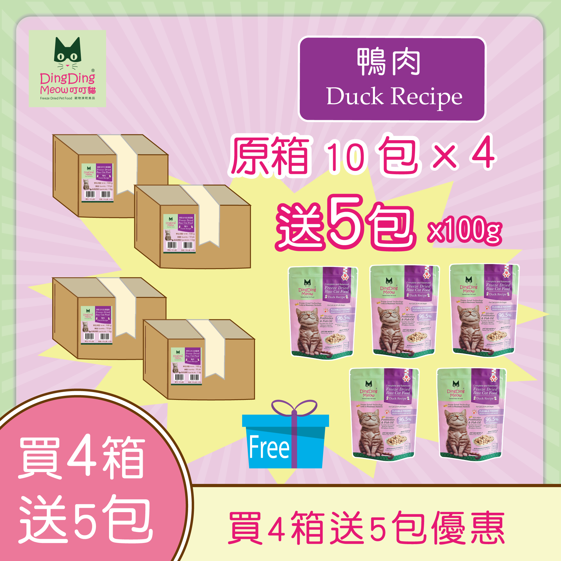 Member 4 Box Offer - Duck Recipe 4 Box  (40 pack) - Free 5 Pack 100g