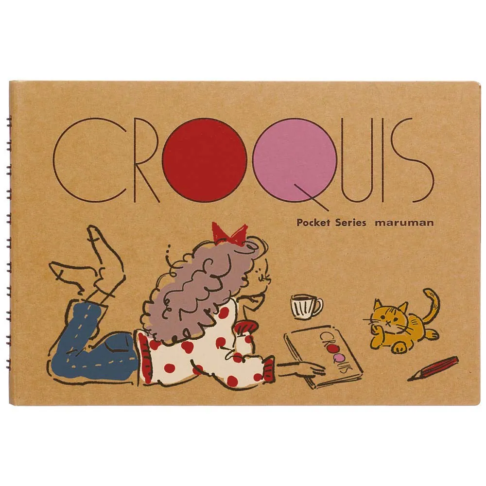 限定 Nori Cori 素描本 筆記本 80枚速寫用紙(奶油色) 女孩與貓｜MARUMAN 日本