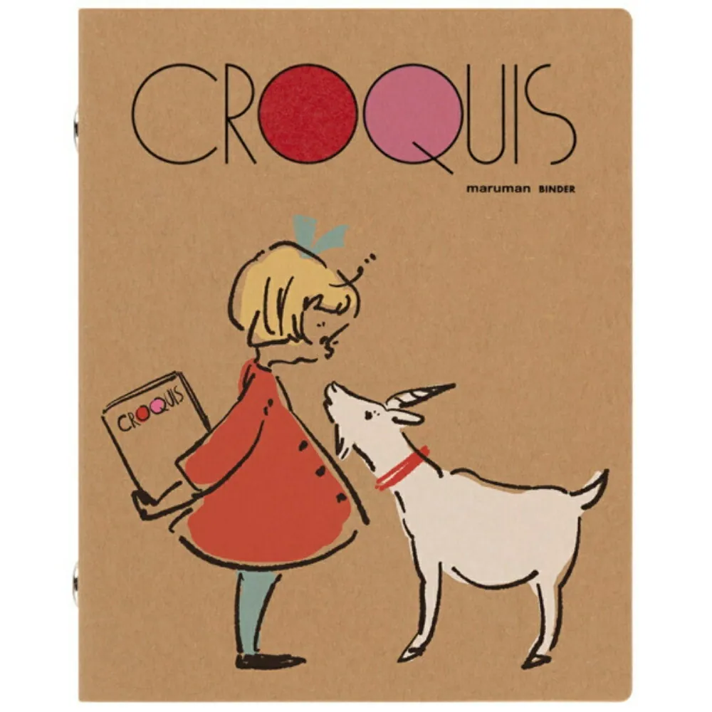 限定 9孔 迷你活頁夾 女孩與山羊 Nori Cori 附10枚內頁 牛皮紙封面｜MARUMAN 日本