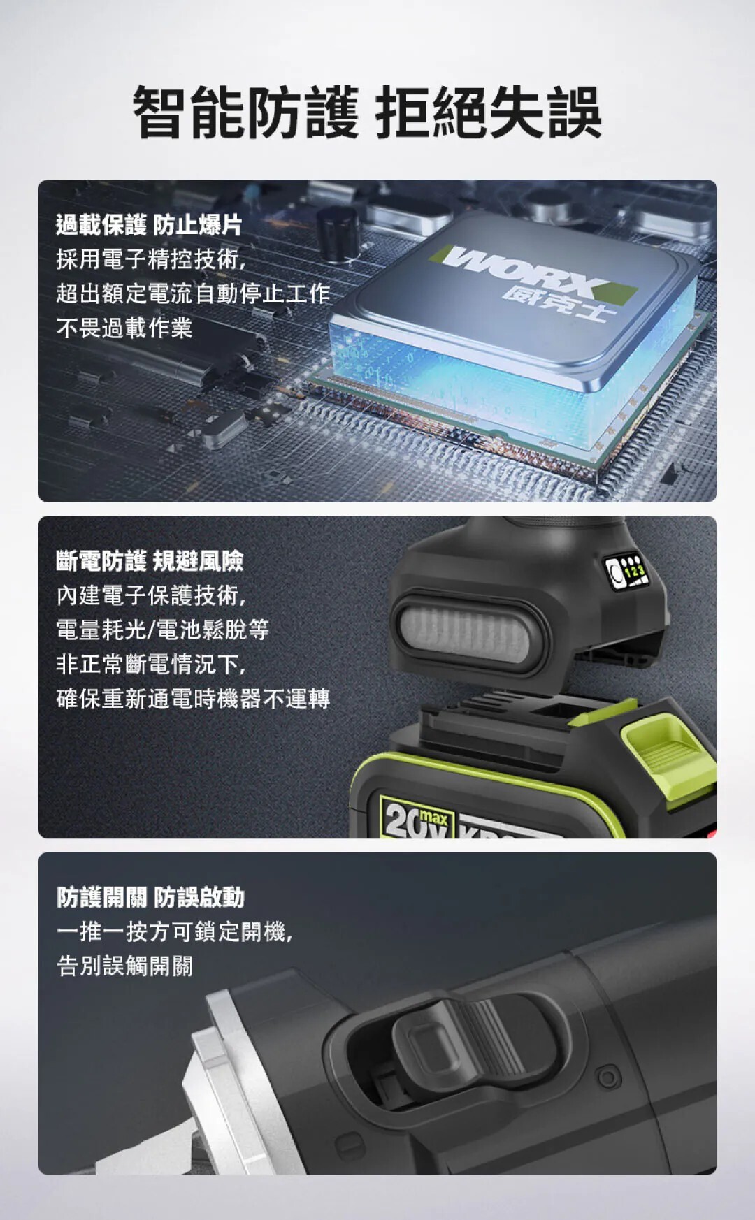 WORX 威克士- 鋰電調速角磨機(4吋) WU805.9(淨機) [香港行貨] | 五金街