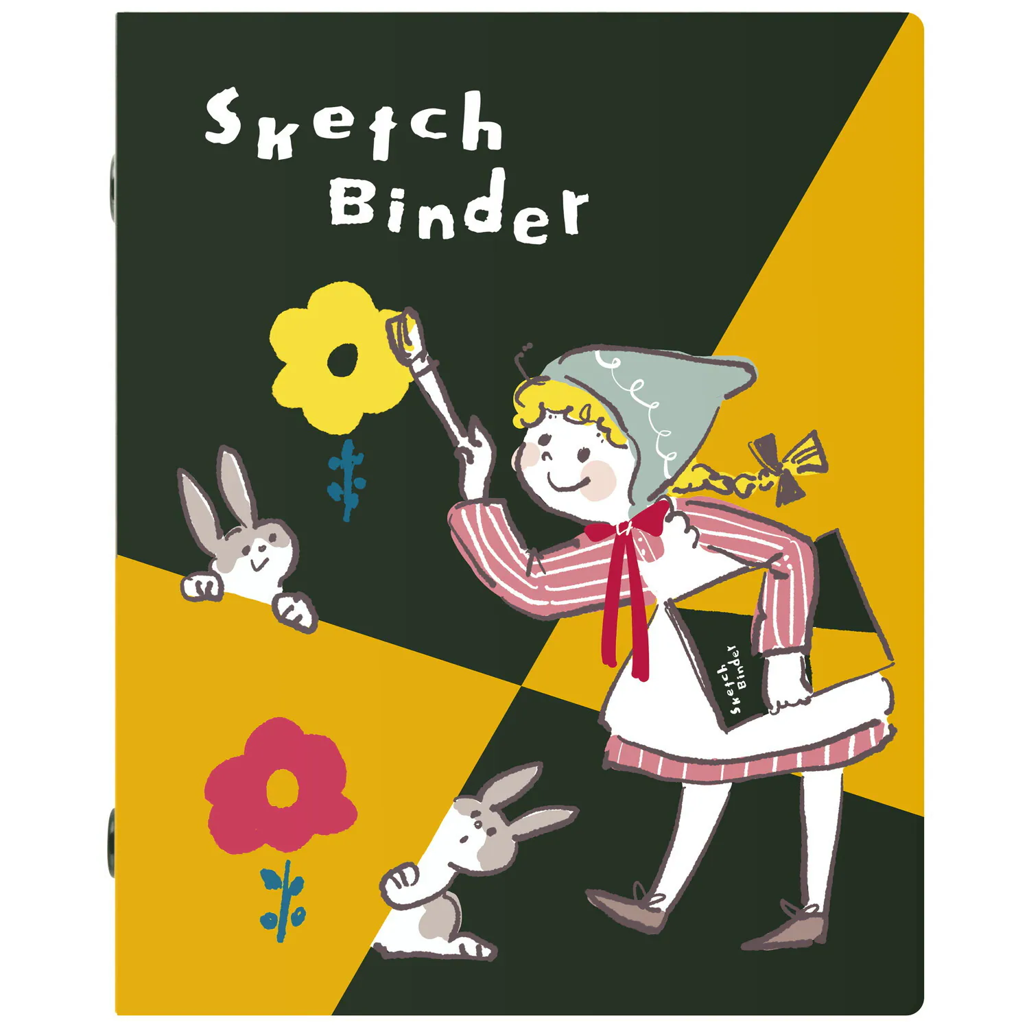 限定 9孔 迷你活頁夾 女孩與兔子 Nori Cori 附10枚內頁 Sketchbook封面｜MARUMAN 日本