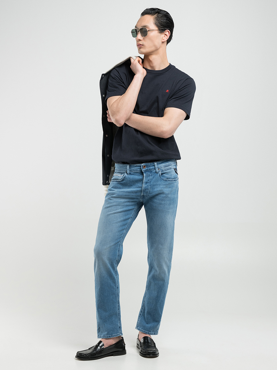 GROVER 藍色直筒丹寧牛仔褲