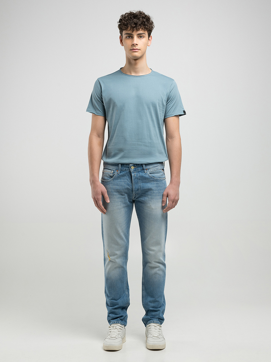 GROVER 淺藍色直筒丹寧牛仔褲