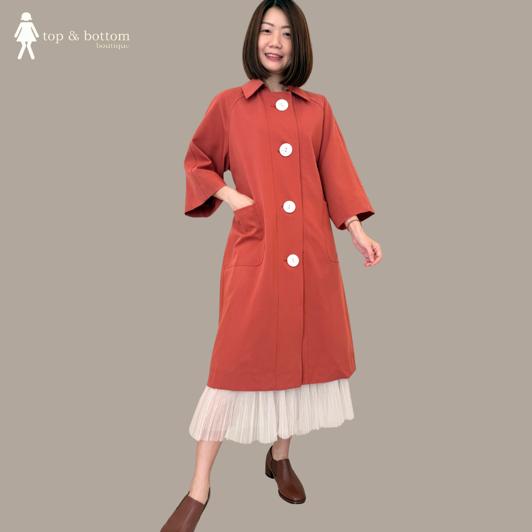 SOLID MID SLEEVE TRENCHCOAT